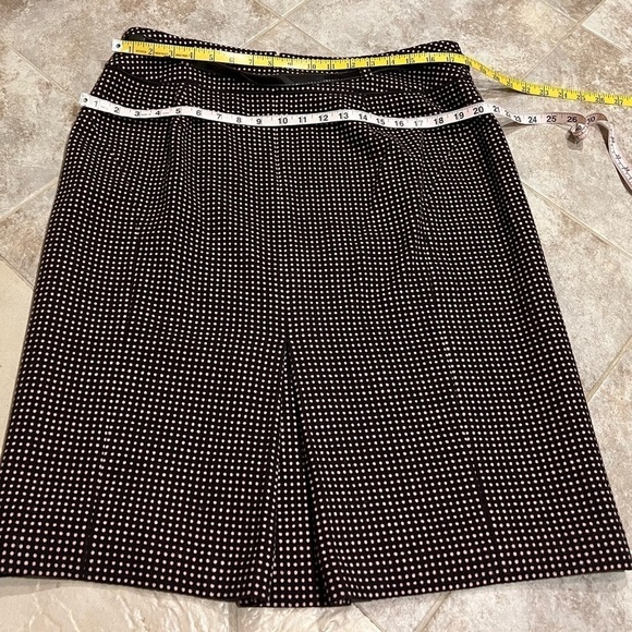 Ann Taylor Wool Brown Pink Polka Dot Belted A Line Skirt Size 16 Knee Length - Picture 8 of 11